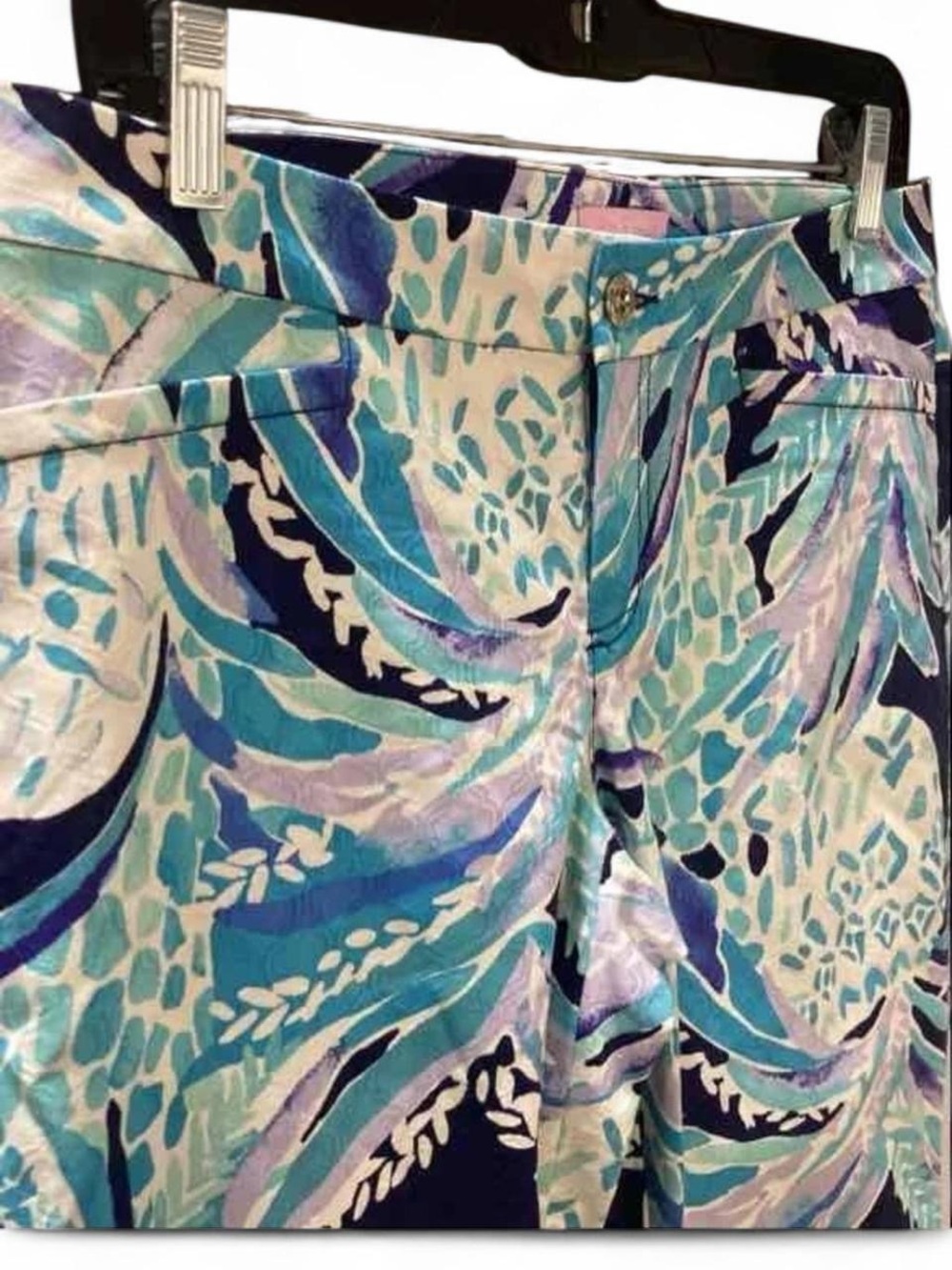 Lily Pulitzer Aqua Blue Swirl Print Pants - Picture 4 of 7